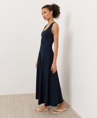Organic Fit & Flare Open Back Maxi Dress