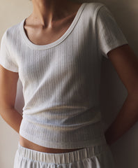 Organic Pointelle Scoop Neck Tee