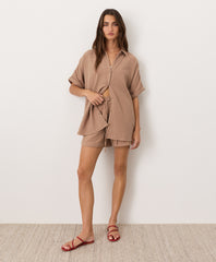 Organic Coastal Double Gauze Curved Hem Short