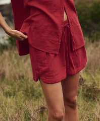 Organic Coastal Double Gauze Curved Hem Short
