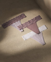 Organic Lace Waist Thong 3-Pack