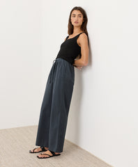 Organic Stretch Poplin Wide Leg Pant