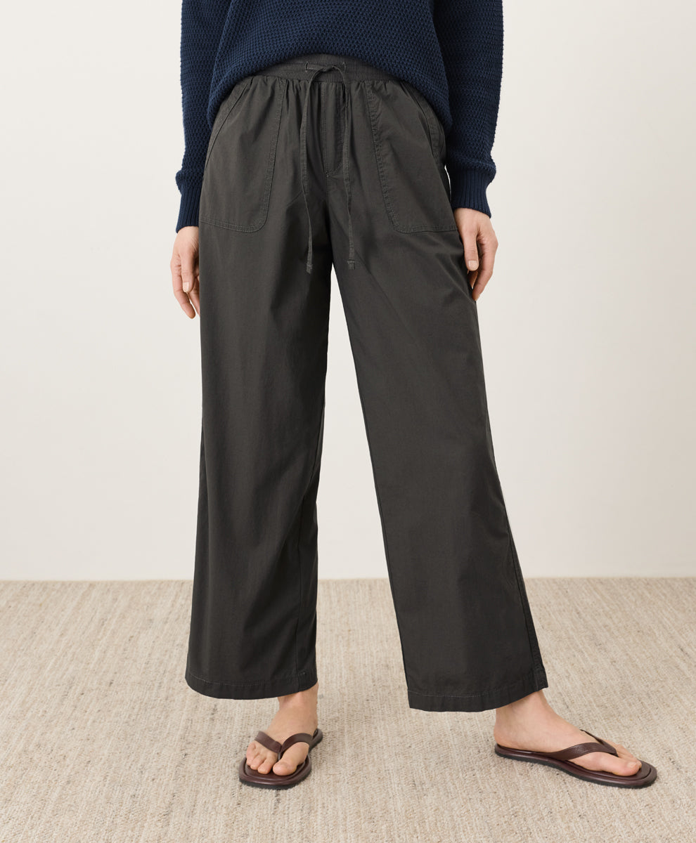 Organic Stretch Poplin Wide Leg Pant