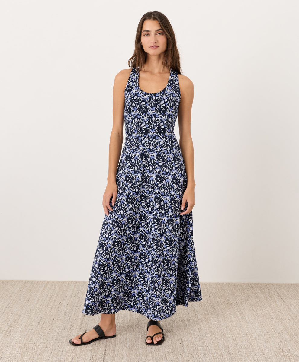 Organic Fit & Flare Open Back Maxi Dress