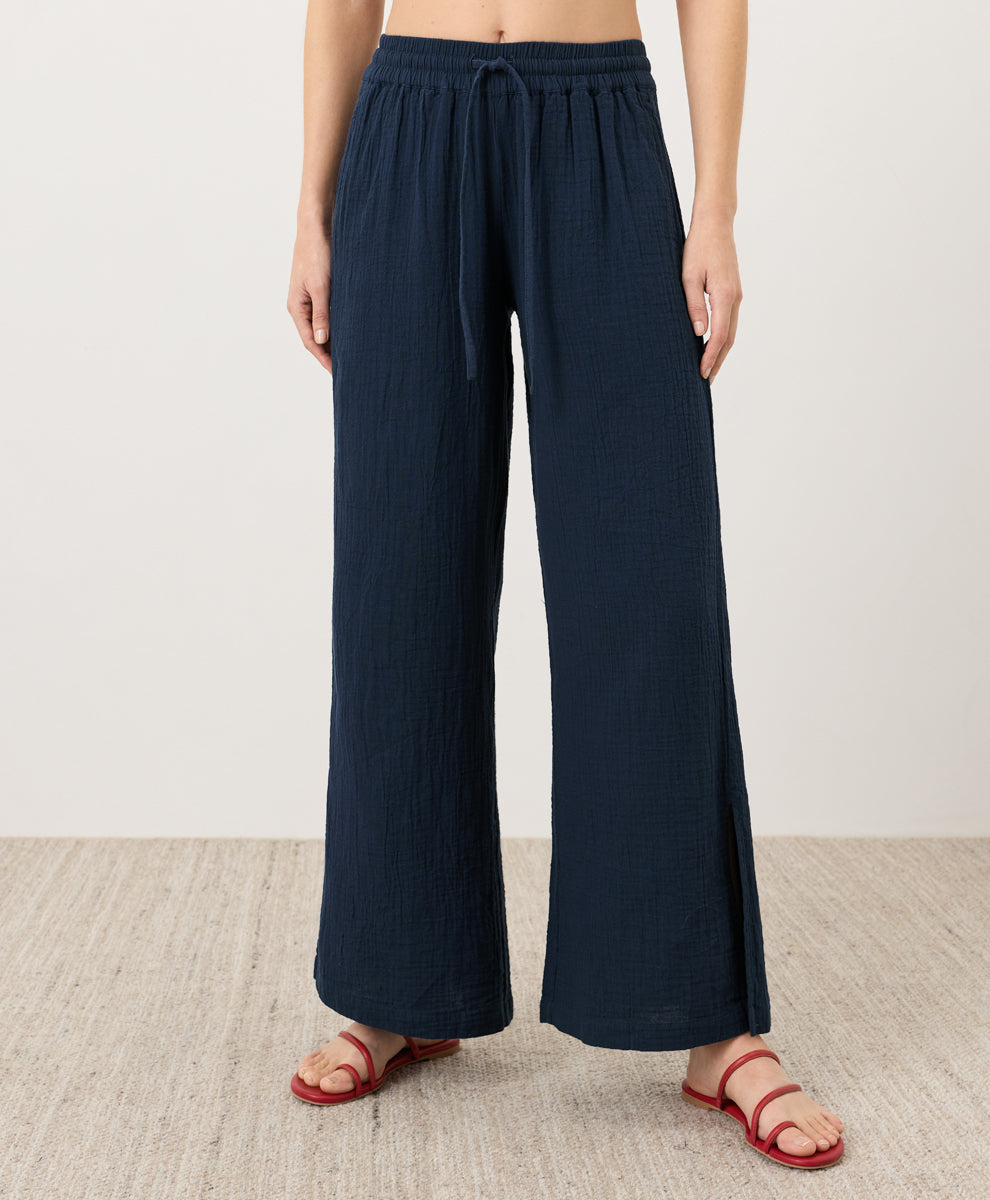 Organic Coastal Double Gauze Split Hem Pant