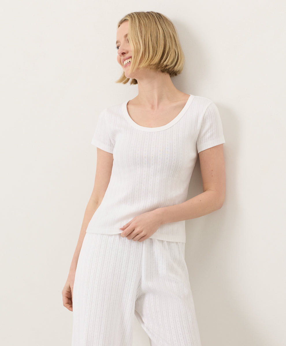 Organic Pointelle Scoop Neck Tee
