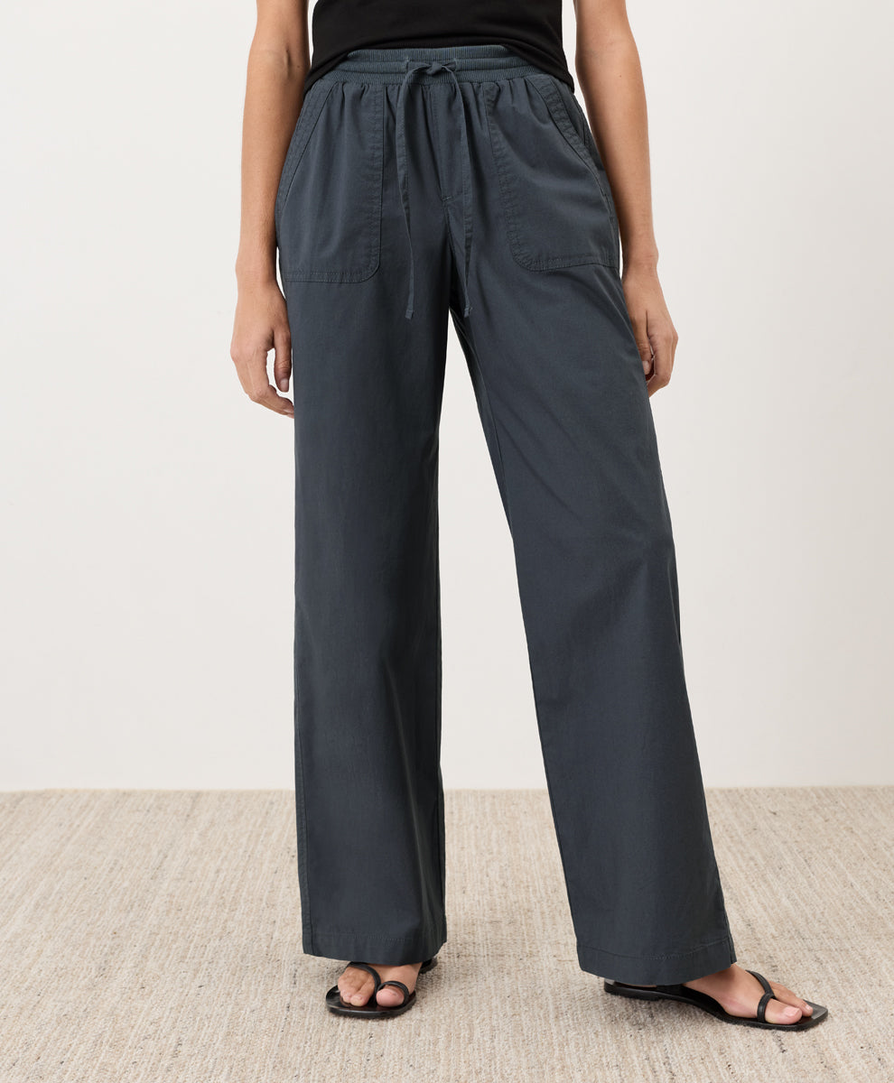 Organic Stretch Poplin Wide Leg Pant