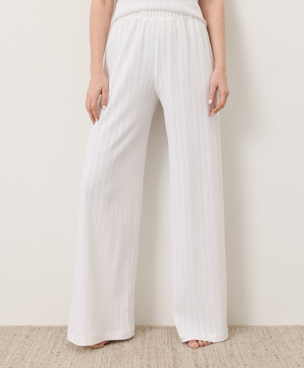 Organic Pointelle Wide Leg Pant