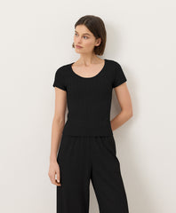 Organic Pointelle Scoop Neck Tee
