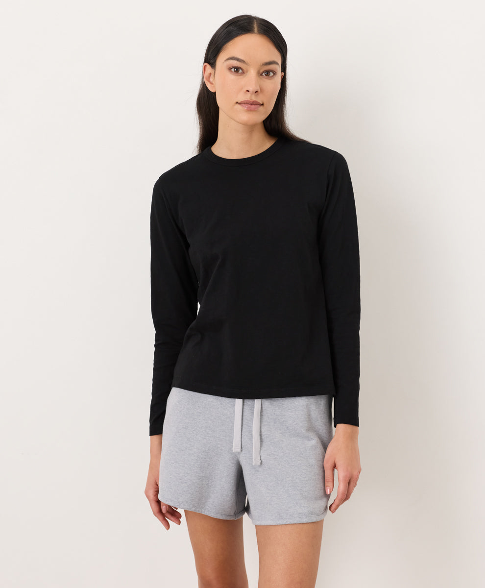 Organic Soft-Slub Essential Crewneck Long Sleeve Tee