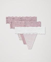 Organic Lace Waist Thong 3-Pack
