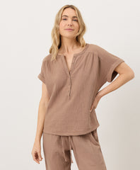 Organic Coastal Double Gauze Short Sleeve Popover
