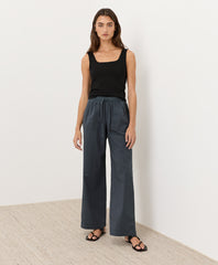 Organic Stretch Poplin Wide Leg Pant