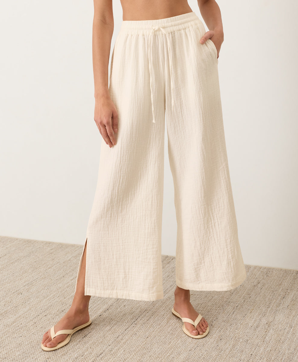 Organic Coastal Double Gauze Split Hem Pant