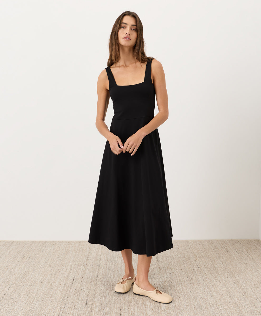 Organic Fit & Flare Square Neck Dress
