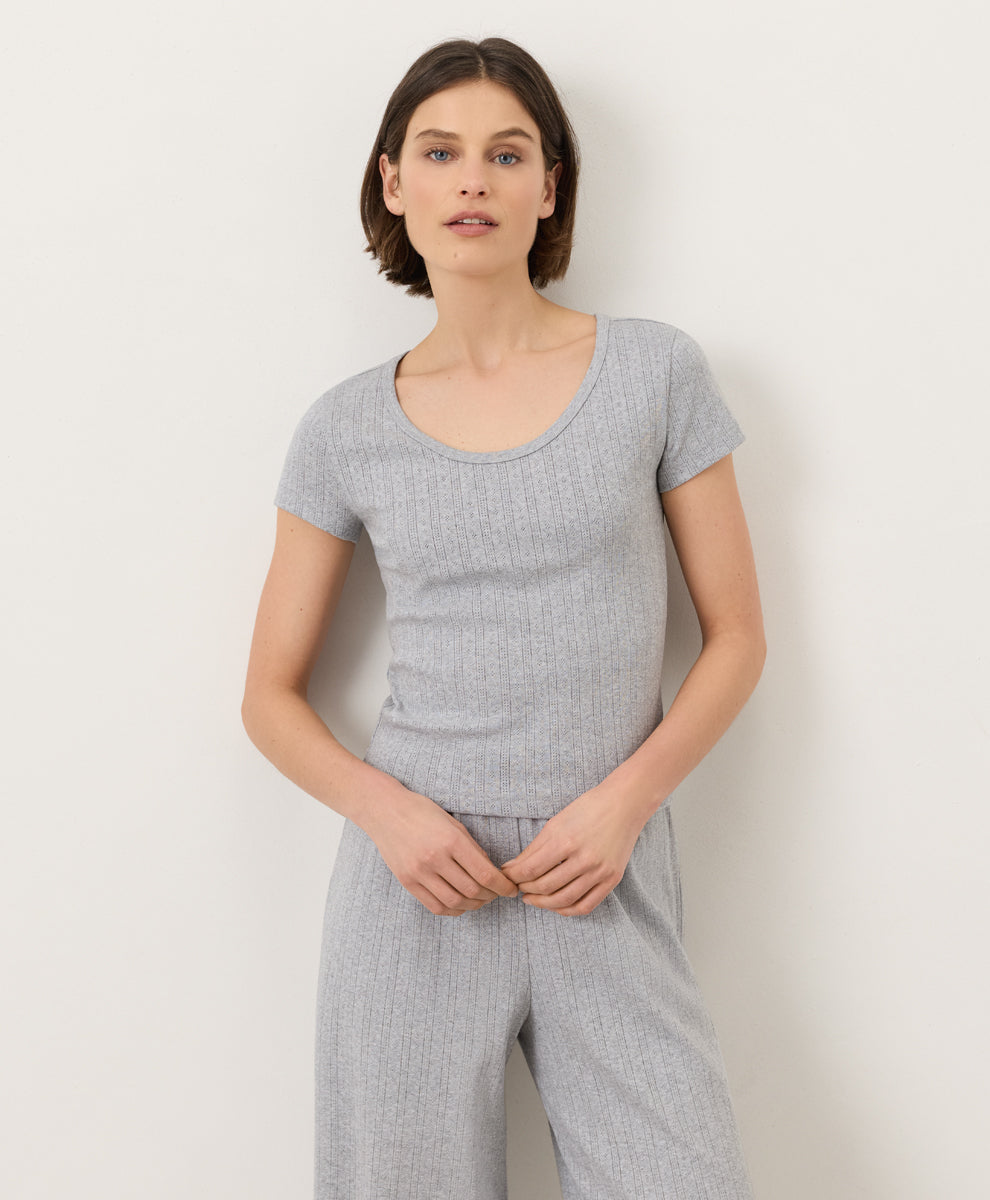 Organic Pointelle Scoop Neck Tee